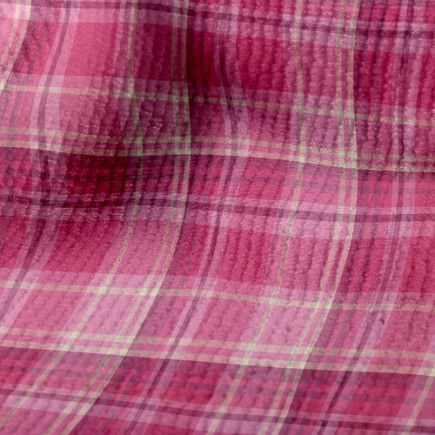 甜美粉色格毛巾布(幅寬160公分)