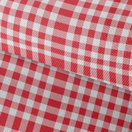 紅和白格子牛津布(幅寬150公分)