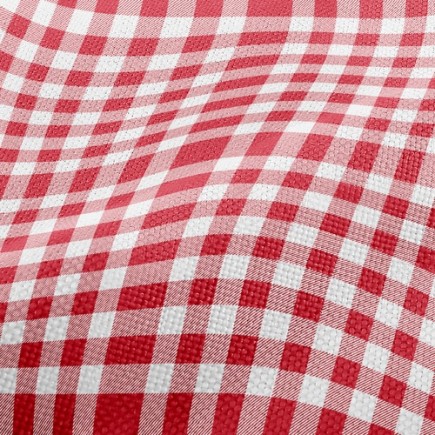 紅和白格子麻布(幅寬150公分)