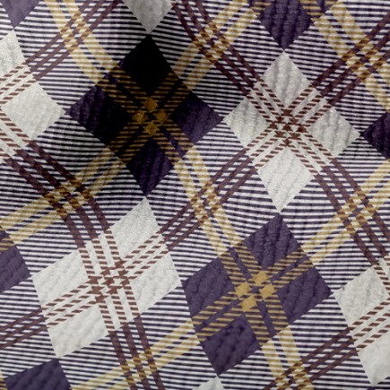 優雅的紫格紋毛巾布(幅寬160公分)
