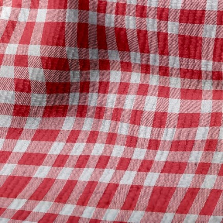 紅和白格子毛巾布(幅寬160公分)