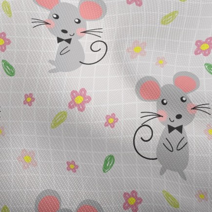 害羞老鼠和花朵雙斜布(幅寬150公分)
