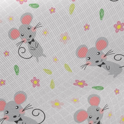 害羞老鼠和花朵斜紋布(幅寬150公分)