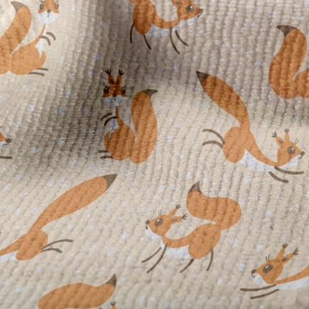 追逐雪的松鼠毛巾布(幅寬160公分)