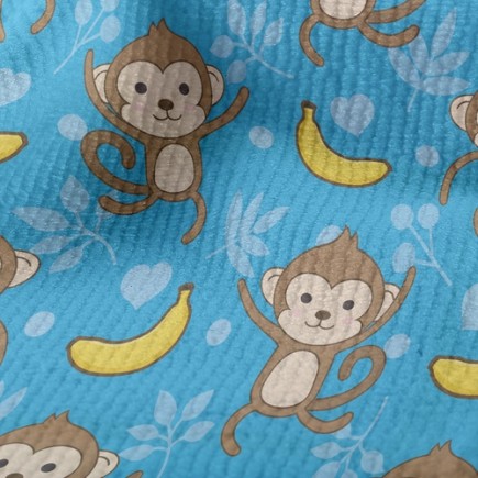 開心猴子香蕉舞毛巾布(幅寬160公分)