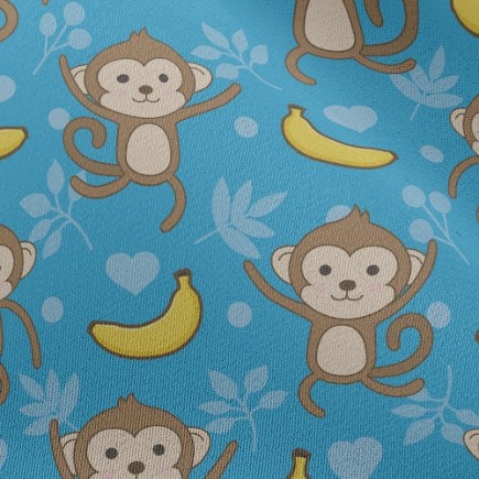 開心猴子香蕉舞雪紡布(幅寬150公分)