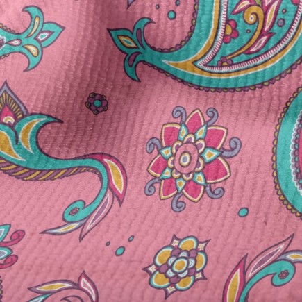 粉嫩印度風渦紋花毛巾布(幅寬160公分)