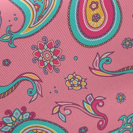 粉嫩印度風渦紋花斜紋布(幅寬150公分)