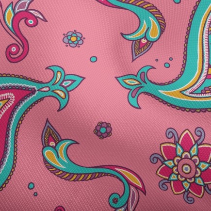 粉嫩印度風渦紋花雙斜布(幅寬150公分)