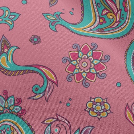 粉嫩印度風渦紋花雪紡布(幅寬150公分)