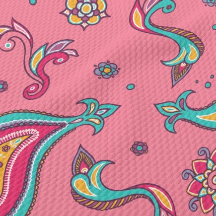 粉嫩印度風渦紋花泡泡布(幅寬160公分)
