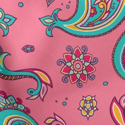 粉嫩印度風渦紋花羅馬布(幅寬160公分)