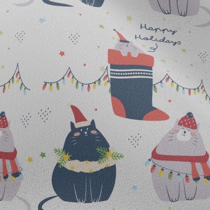 聖誕貓胖嘟嘟雪紡布(幅寬150公分)