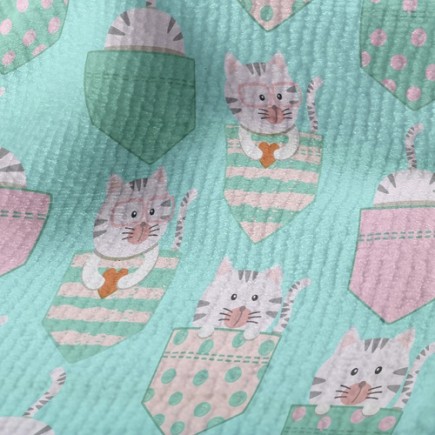 口袋灰色小貓毛巾布(幅寬160公分)