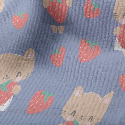 愛吃草莓貓毛巾布(幅寬160公分)