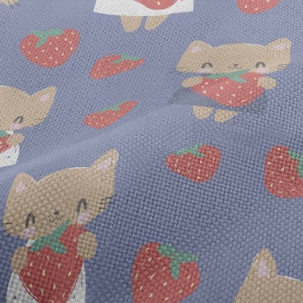 愛吃草莓貓麻布(幅寬150公分)