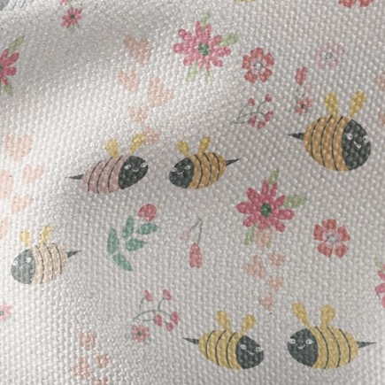 花朵和蜜蜂夫婦帆布(幅寬150公分)