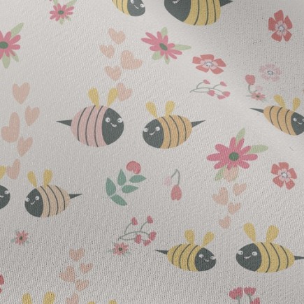 花朵和蜜蜂夫婦雪紡布(幅寬150公分)