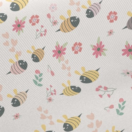 花朵和蜜蜂夫婦斜紋布(幅寬150公分)