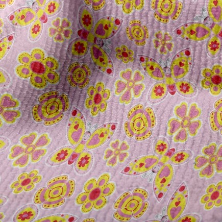 可愛的花蝴蝶毛巾布(幅寬160公分)