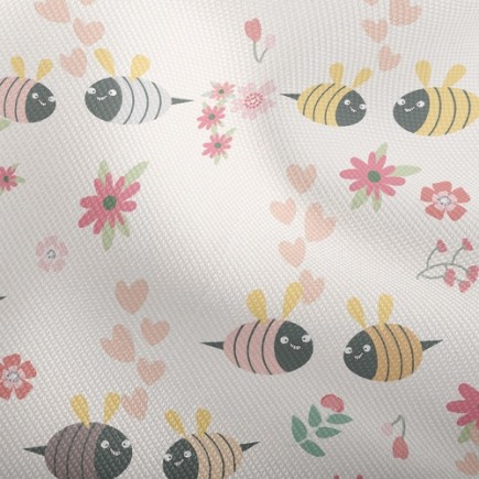 花朵和蜜蜂夫婦雙斜布(幅寬150公分)
