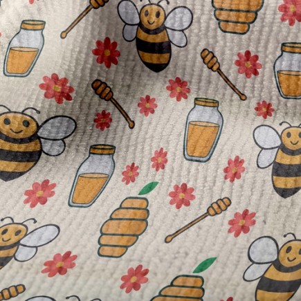 甜甜蜂蜜和蜜蜂毛巾布(幅寬160公分)