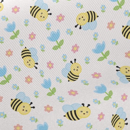 鬱金香與蜜蜂斜紋布(幅寬150公分)