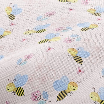 蜜蜂和花朵麻布(幅寬150公分)