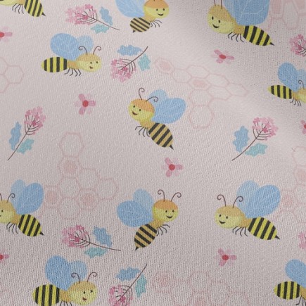 蜜蜂和花朵雪紡布(幅寬150公分)