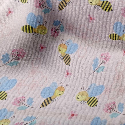 蜜蜂和花朵毛巾布(幅寬160公分)
