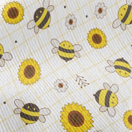 蜜蜂和向日葵燈芯絨(幅寬150公分)