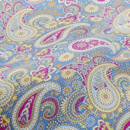 鮮豔色彩渦漩紋麻布(幅寬150公分)