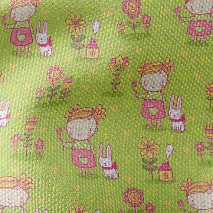 小女孩和兔子帆布(幅寬150公分)