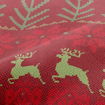 聖誕奔跑麋鹿麻布(幅寬150公分)