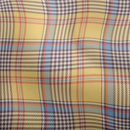 黃藍格子花紋雙斜布(幅寬150公分)