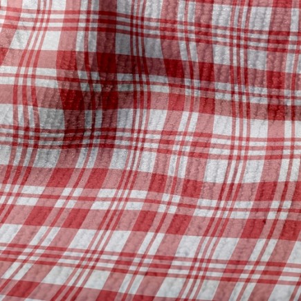 紅色條紋方格毛巾布(幅寬160公分)