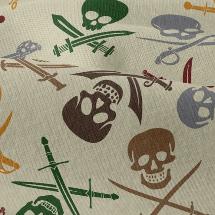 七彩海盜骷髏仿棉布(幅寬150公分)