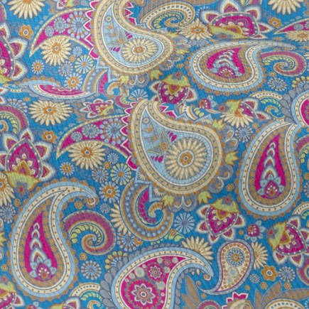 鮮豔色彩渦漩紋仿棉布(幅寬150公分)
