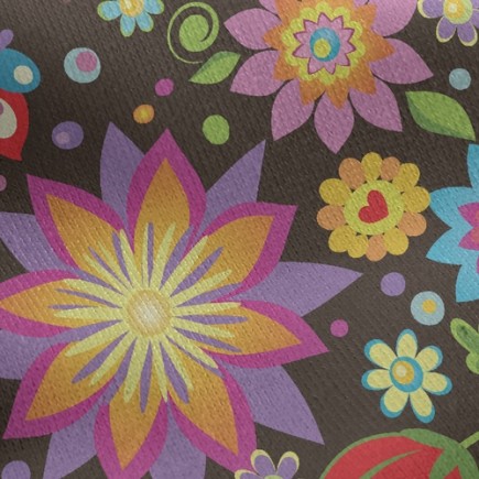 七彩華麗花紋刷毛布(幅寬150公分)