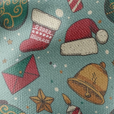 聖誕帽襪子彩球帆布(幅寬150公分)