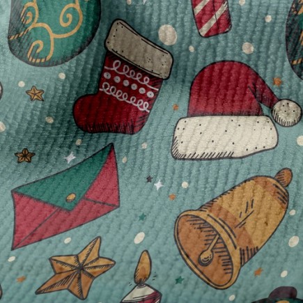 聖誕帽襪子彩球毛巾布(幅寬160公分)