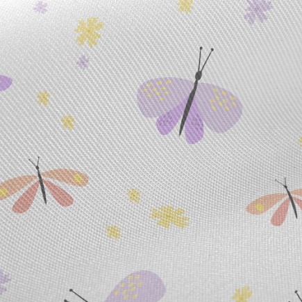 粉嫩蜻蜓與蝴蝶斜紋布(幅寬150公分)