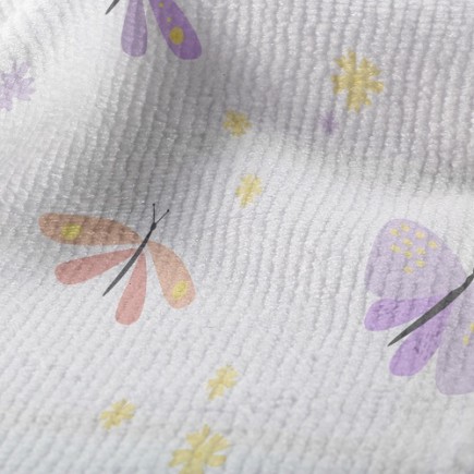 粉嫩蜻蜓與蝴蝶毛巾布(幅寬160公分)