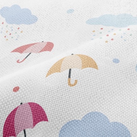 彩虹雨滴雨傘麻布(幅寬150公分)