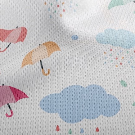 彩虹雨滴雨傘鳥眼布(幅寬160公分)