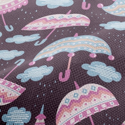 復古圖騰雨傘麻布(幅寬150公分)