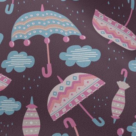復古圖騰雨傘雪紡布(幅寬150公分)