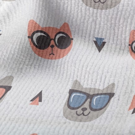 特務眼鏡自信貓毛巾布(幅寬160公分)