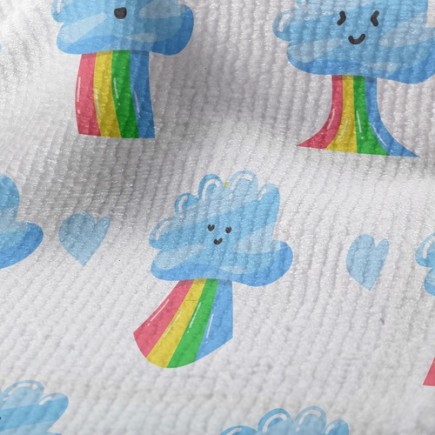 多變表情雲朵彩虹毛巾布(幅寬160公分)