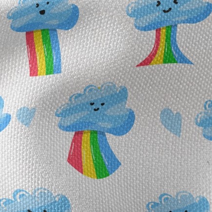 多變表情雲朵彩虹帆布(幅寬150公分)
